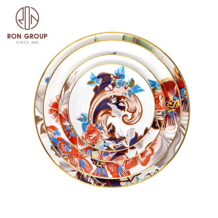 Wholesale bone china table setting charger plate ceramics plates sets for decoration of wedding event
