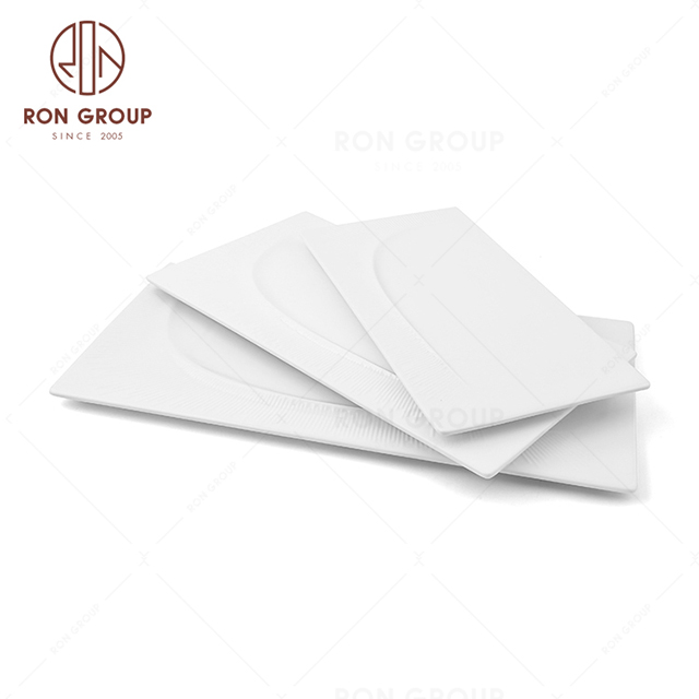 Rongroup Ceramic Charger Plate Embossed Sun Rectangular Wedding Plates Sets