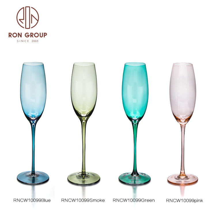 China Factory Blue Color Wine Wedding Decorative Unique Fancy Champagne Glass
