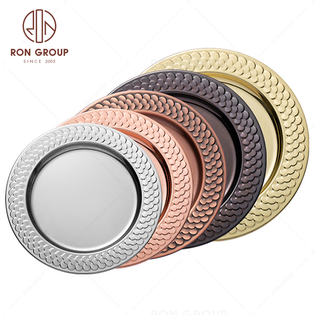 RNPKS228-8 Hot Selling Dining Plate Restaurant Hotel Bar Cafe Wedding Stainless Steel Plate