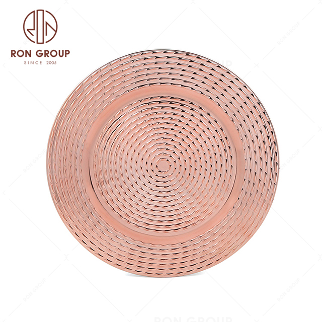 RonGroup High Quality Event Plastic Charger Plate  -  Rose Golen Wedding Plate 