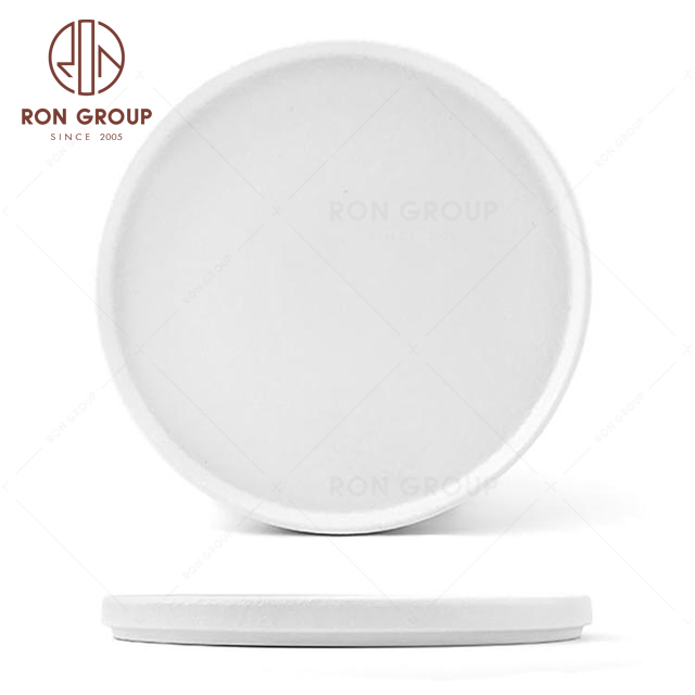 RNPC628-08110 Unique Design Elegant White Style Restaurant Hotel Bar Round Plate