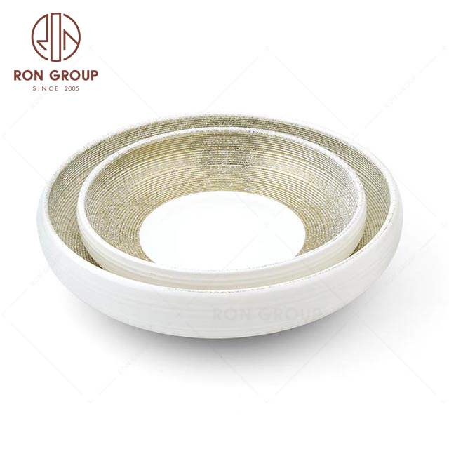 RNPCM087D Hot sale 8.5inch strong porcelain restaurant wedding utensils cafe banquet decorate ceramic dinner Gypsophila Ancient bowl