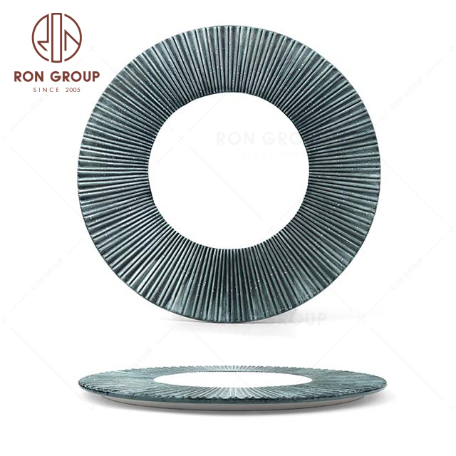 RNPCM057S 10.75inch Noble elegant restaurant wedding utensils cafe bar decorate ceramic dinner Starry Blue flat plate