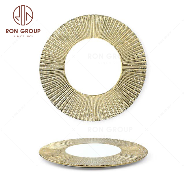 RNPCM057G Noble and elegant 10.75 inch flat plate hotel restaurant wedding banquet decorate ceramic plate