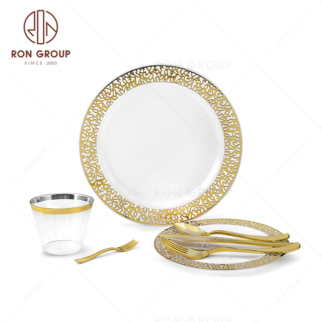 RND22-39S Goldware wedding Birthday cocktail parties Disposable Tableware Set Dinnerware Set Party Supplies Custom
