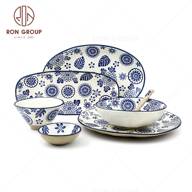 Hotel Designer Tableware Porcelain Plate Dinner Rustic Ceramic Tableware Set Wedding Plate Set