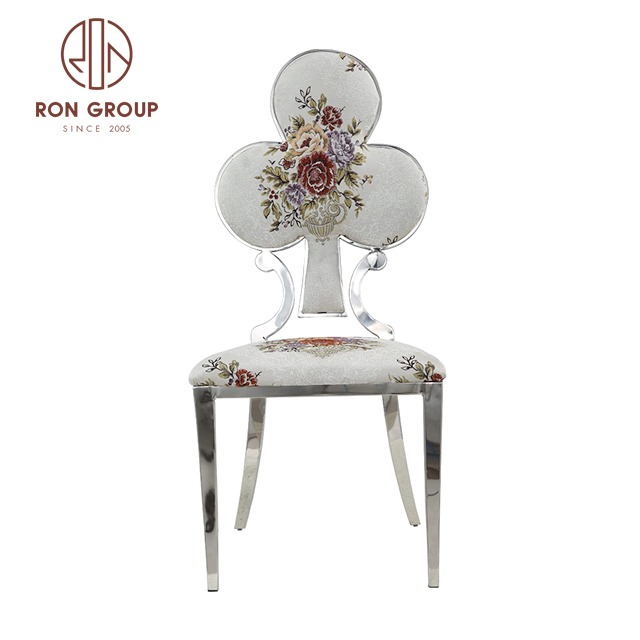 China modern luxury silver stainless steel dining tiffany wedding banquet hotel dinner chair 