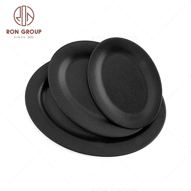 RonGroup New Color Matte Black Chip Proof Porcelain  Collection - Ceramic Dinnerware Fish Plate 