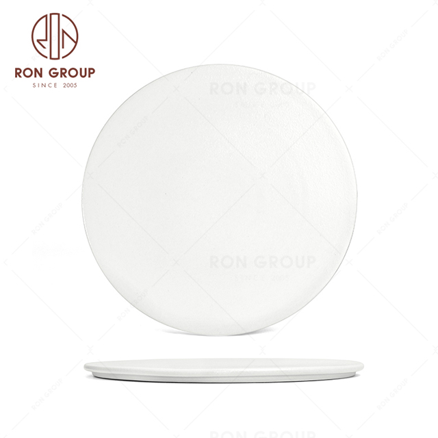 RNPCE005-Hot Sales Frosted White Style Restaurant Hotel Bar Cafe Wedding Ceramic Round Dish
