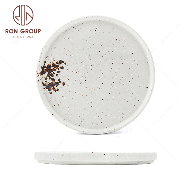 RNPC609-08110 Hot Selling Splash ink Style Restaurant Hotel Bar Cafe Wedding Straight Edge Round Meal Plate