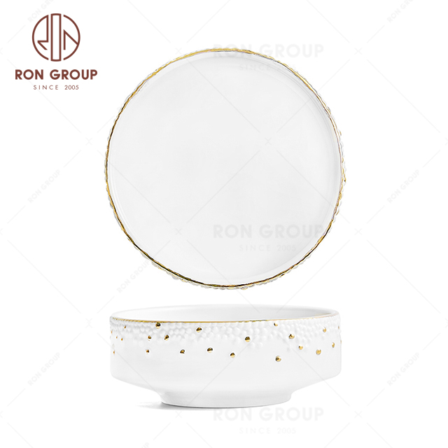 RNPCG2201-2202 Factory Wholesale FAFARTC Series Restaurant Hotel Bar Cafe Wedding White Gold Bowl