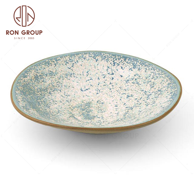 RNPCT1902-6S Modern Style Restaurant Kitchen Catering 8.75" special-shaped high Terracotta plate dinnerware for restaurant