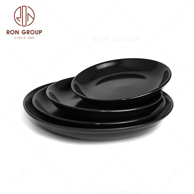 RNPCE041-Customized Matte Black Style Restaurant Hotel Bar Cafe Wedding Round Meal Plate