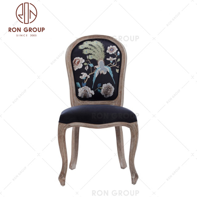 Hand Carved Upholstered Vintage Wooden Restaurant Dining Chairs