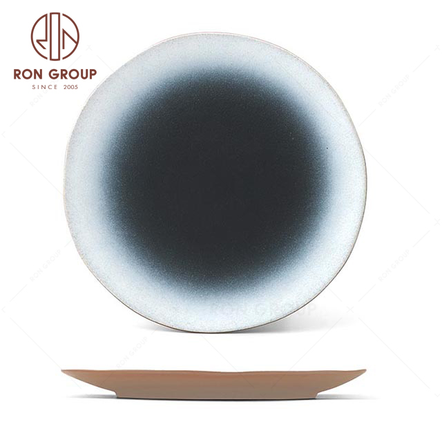 RNPCT1908Y-1N Japanese style tableware Terracotta 10" lotus leaf plate Dinnerware For Restaurant Hotel Party 