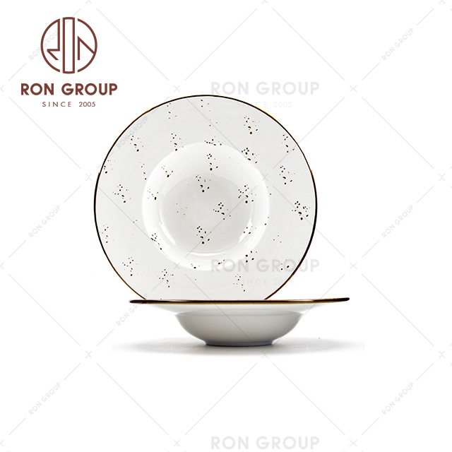 Restaurant hotel porcelain white with dot plate crockery for dinner