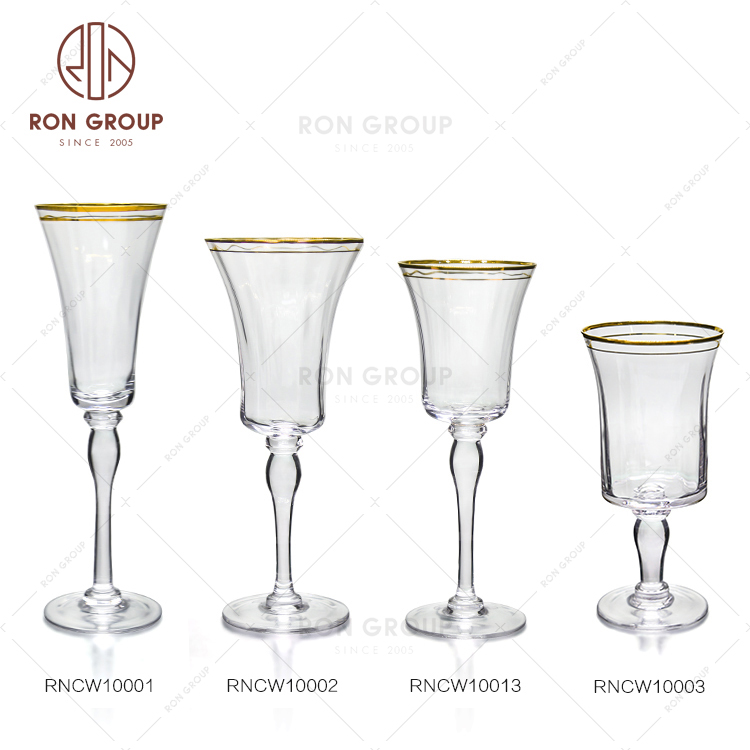 Cheap gold rim edge tasting glasses wine cups for wedding