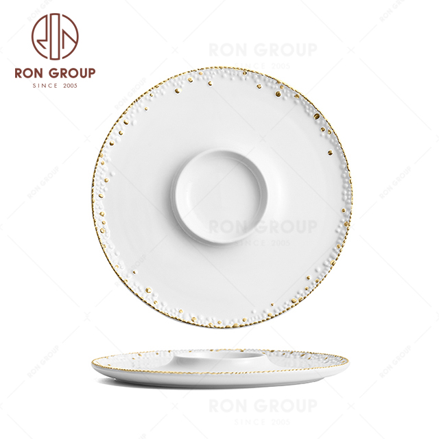RNPCG2220 Customized FAFARTC Series Restaurant Hotel Bar Cafe Wedding White Gold Plate