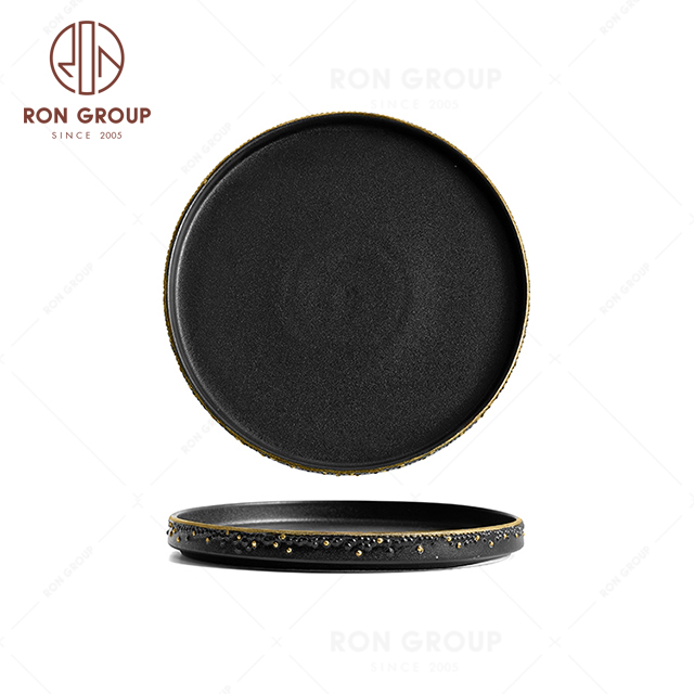 RNPCG2224-2225-2226 Hot Sale FAFARTC Series Restaurant Hotel Bar Cafe Wedding Black Gold Round Plate