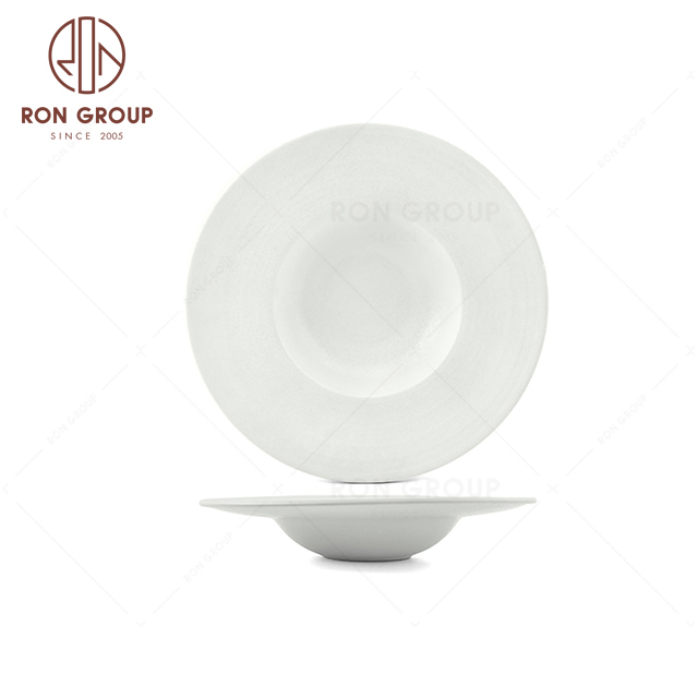 RNPCT1916-12D Factory Wholesale Raindrop White Style Restaurant Hotel Bar Cafe Wedding Bamboo Hat Shaped Flat Plate