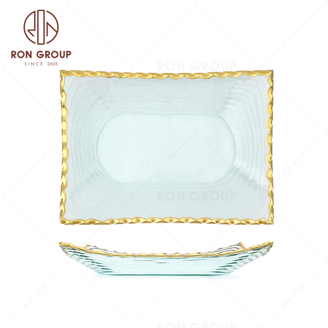 RNPG229-32 Unique special design restaurant wedding utensils cafe banquet decorate party Deep Rectangular Glass Plate