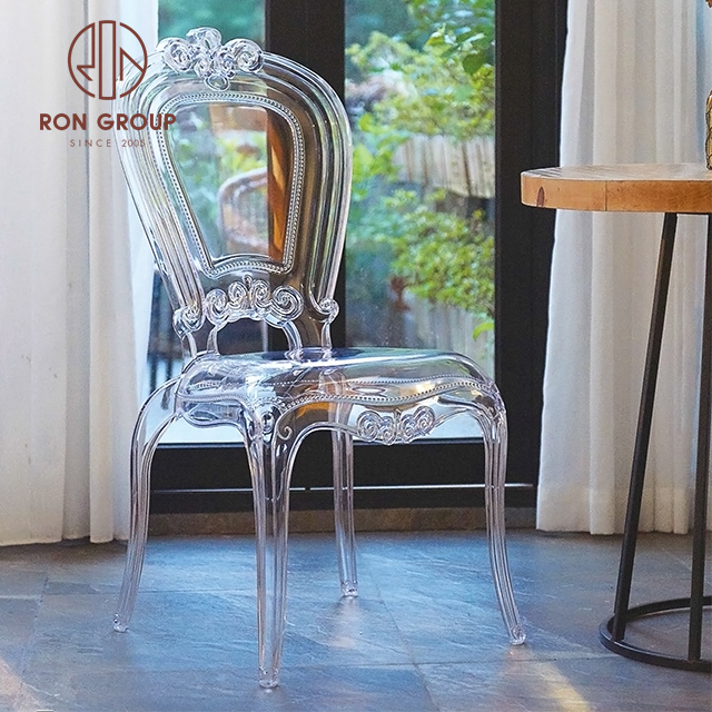 wholesale beautiful decorative pattern clear princess luxurious chair for acrylic wedding chair event used
