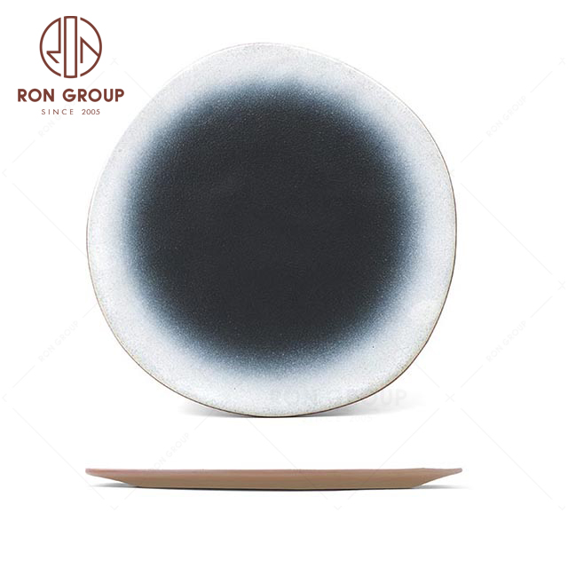 RNPCT1902Y-10N 10.75" Japanese tableware Terracotta Shaped flat plate Dinnerware For Restaurant Hotel Party 