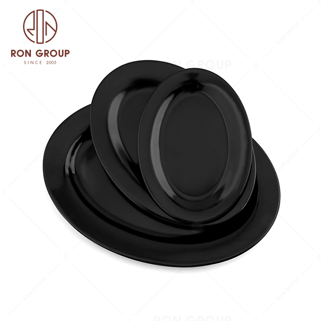 RNPCE026-Hot Sales Matte Black Style Restaurant Hotel Bar Cafe Wedding Ceramic Fish Plate