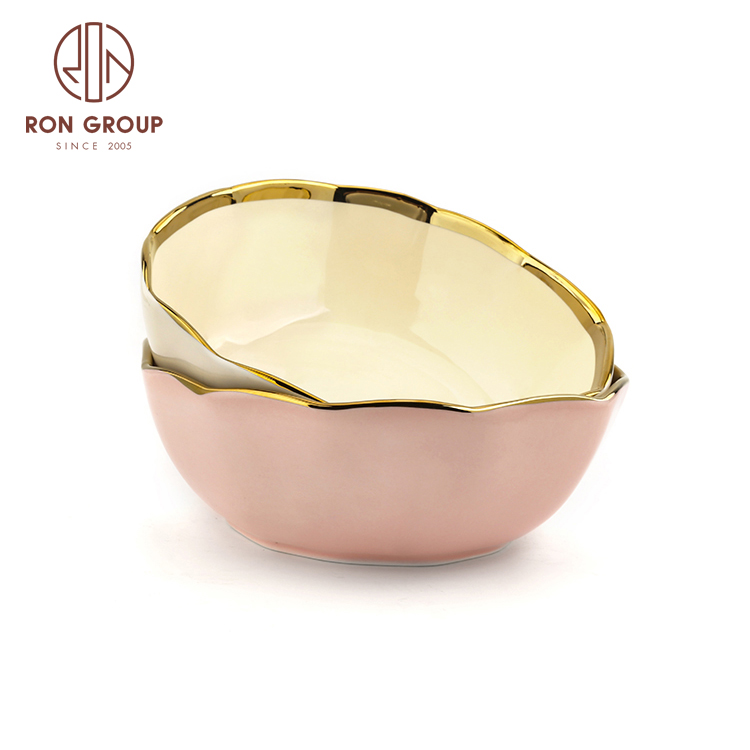 Ceramic marble pattern soup bowl noodle bowl fruit salad bowl for wedding restaurant