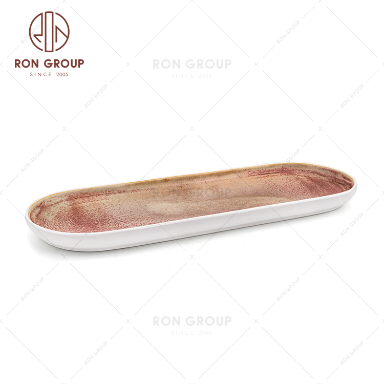 Handmade High Quality Restaurant Luxury Porcelain Ceramic Long Tray 