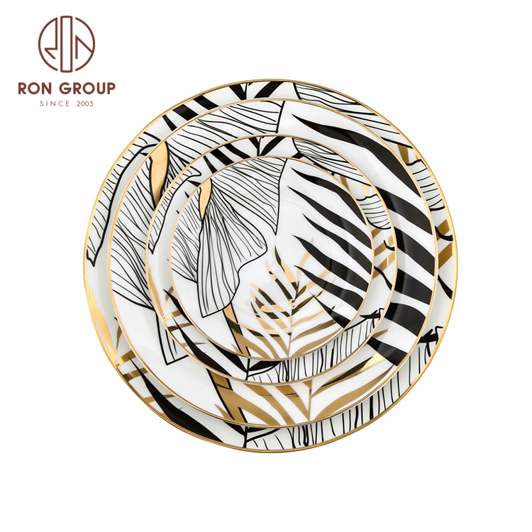 Western style wedding 12 inch luxury decorative dinner plate fine bone china for restaurant and hotel