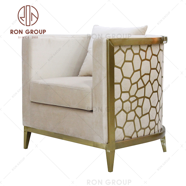 Luxury Velvet Single Honeycomb Stainless Steel Living Room Sofas For Hotel
