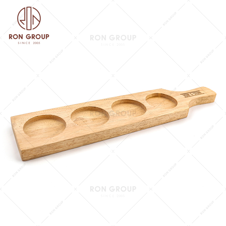 Logo Custom Design Oak Wood Beer Paddle Wood Drink Service Tray 