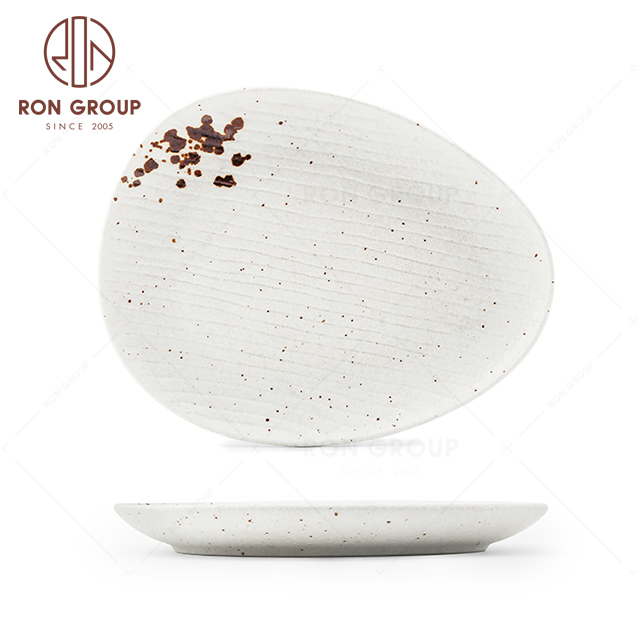 RNPC609-10142 Customized Splash ink Style Restaurant Hotel Bar Cafe Wedding Oval Meal Plate