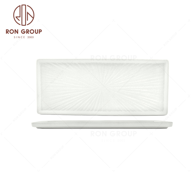 RNPCT2008-12D-13D Customized Raindrop White Style Restaurant Hotel Bar Cafe Wedding Blade Rectangle Plate