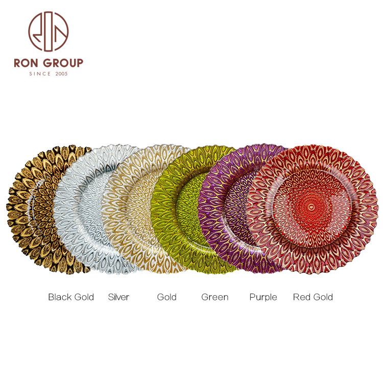 High Quality Glass Gold Charger Plate for Wedding Table Decorative