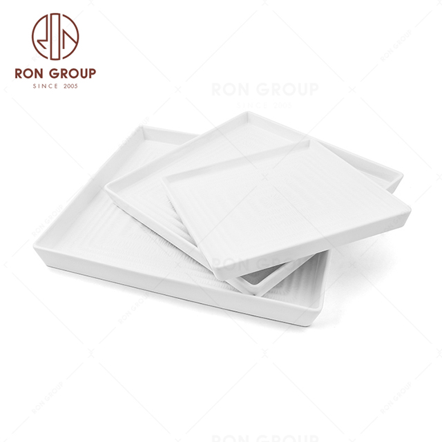 High Quality Porcelain Wedding Charger Plates Elegant Embossed White Dishes and Plates