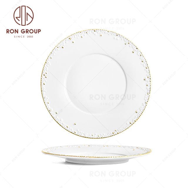 RNPCG2207-2208 Hot Selling FAFARTC Series Restaurant Hotel Bar Cafe Wedding White Gold Round Plate
