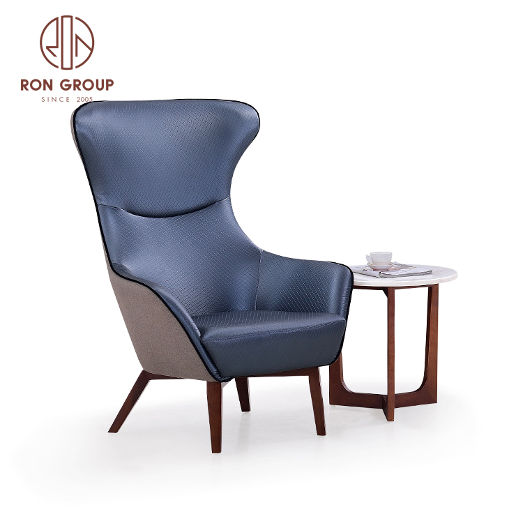 Foshan furniture for hotel lobby hall comfortable wooden lounge sofa chair 