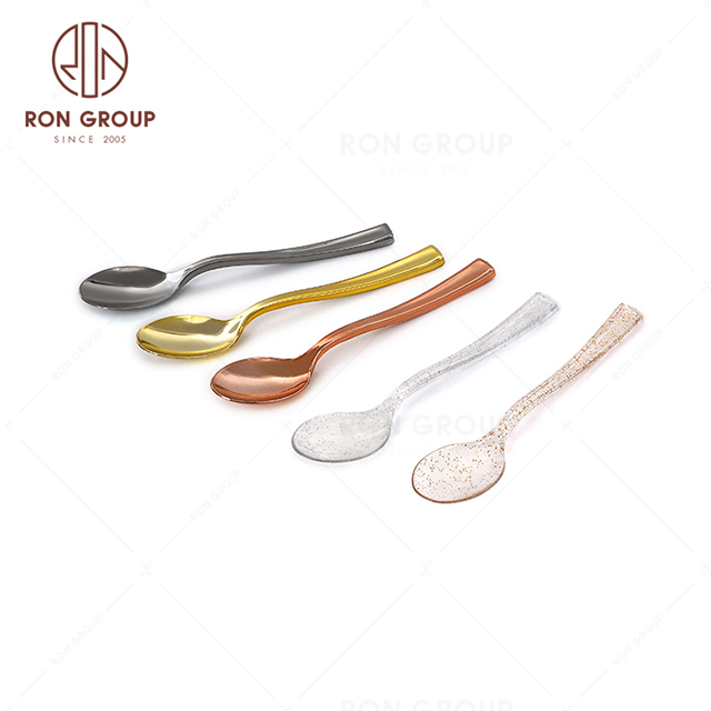 Disposable gold silver wedding party dinner tableware silverware cutlery plastic flatware spoon