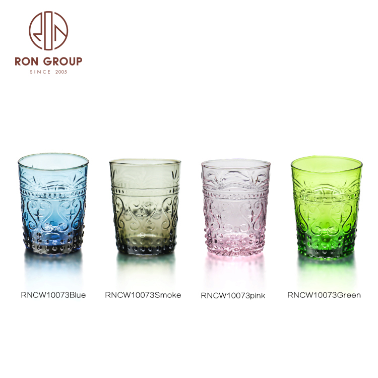 Cheap Fancy  Blue Water Juice Glass Cup Stemless Glass Tumbler Old Fashioned Glass