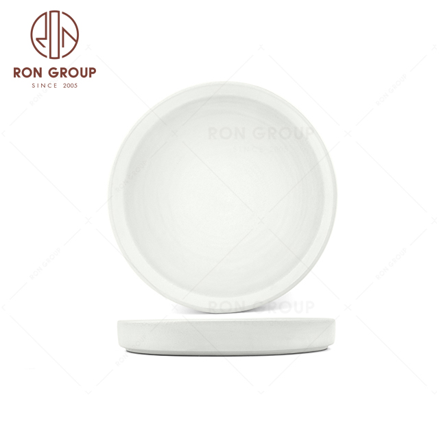 RNPCT09-2 Hot Sale Raindrop White Style Restaurant Hotel Bar Cafe Wedding Water Wave Round Plate