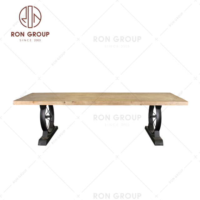 Solid wood wedding rectangle table farmhouse trestle dining table
