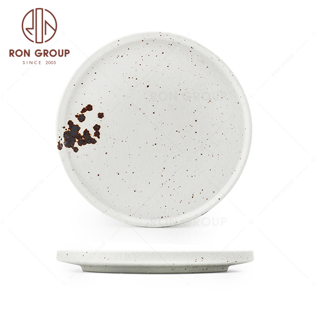 RNPC609-08039 Customized Splash ink Style Restaurant Hotel Bar Cafe Wedding Round Edge Meal Plate
