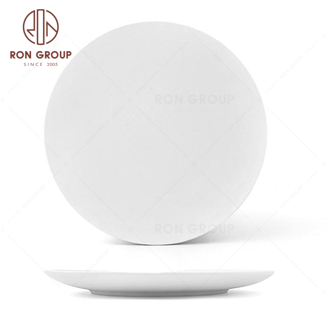 RNPC628-08180 Hot Sales Elegant White Style Restaurant Hotel Cafe Round Plate