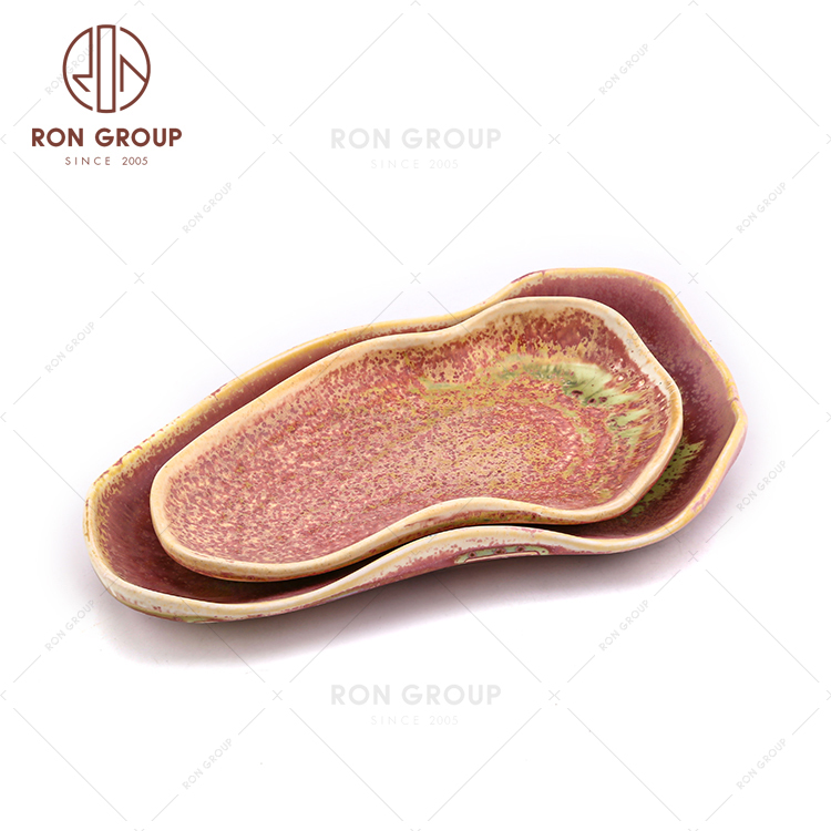 Hotel Restaurant Custom Ceramic Dinner Plates Abnormal Shell Shaped Dish