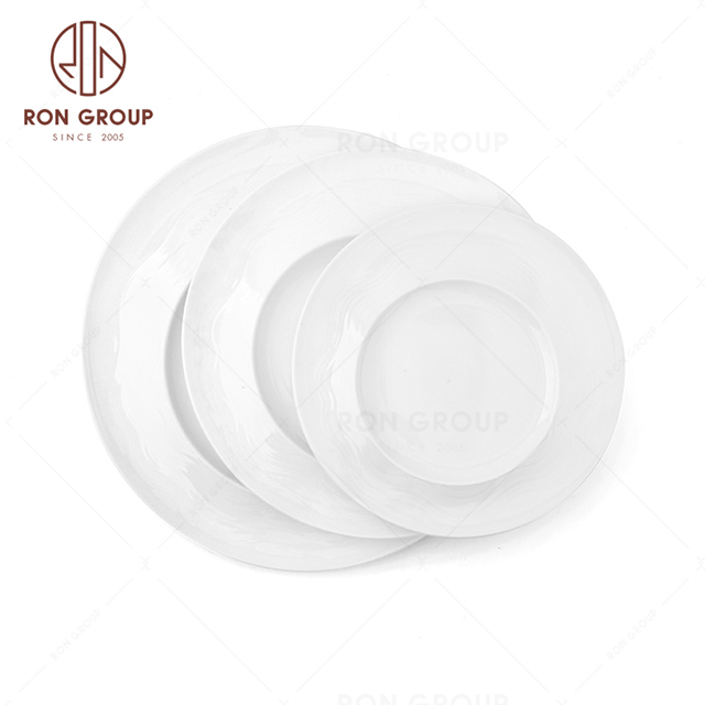 Wholesale turkish royal dinnerware sets crockery emboss ceramic plate dinner set for party