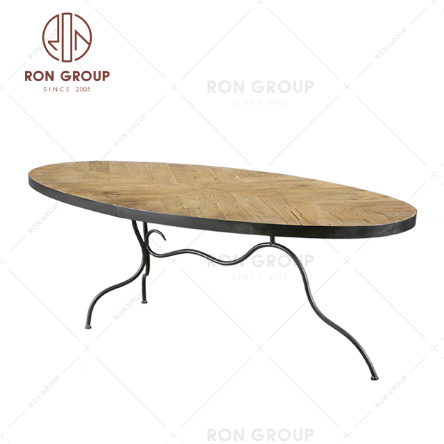 Factory Direct custom furniture oval shaped old elm coffee table wood
