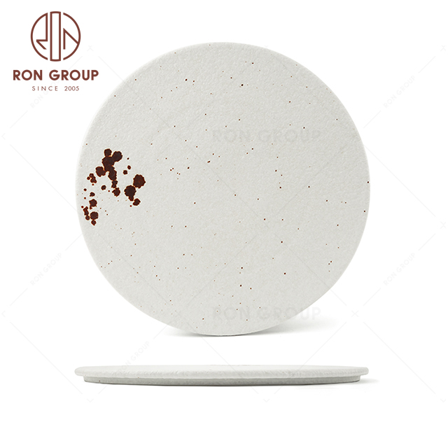 RNPC609-08140 Hot Sale Splash ink Style Restaurant Hotel Bar Cafe Wedding Flat Round Plate